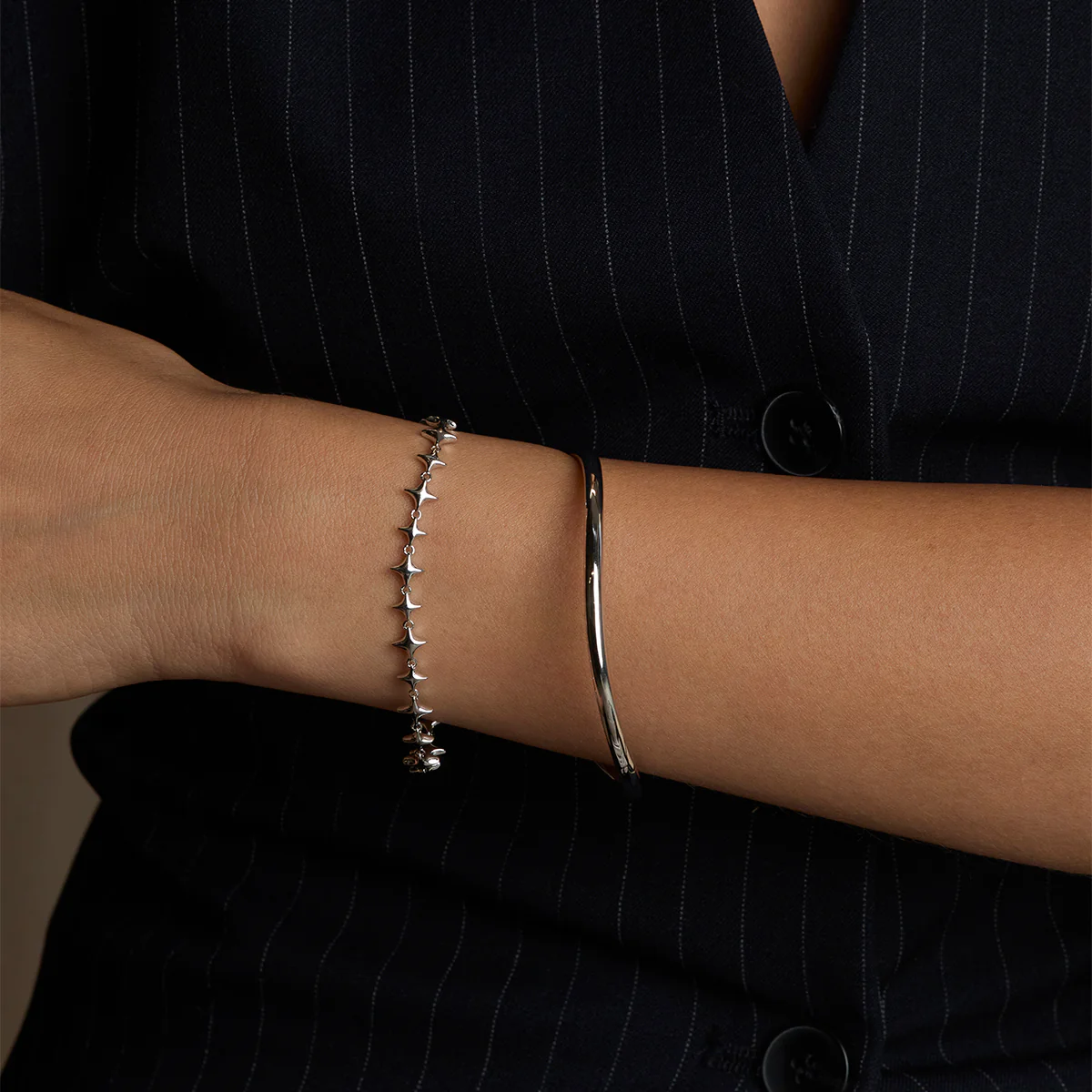 Cosmic Star Chain Bracelet in Silver - Image 3