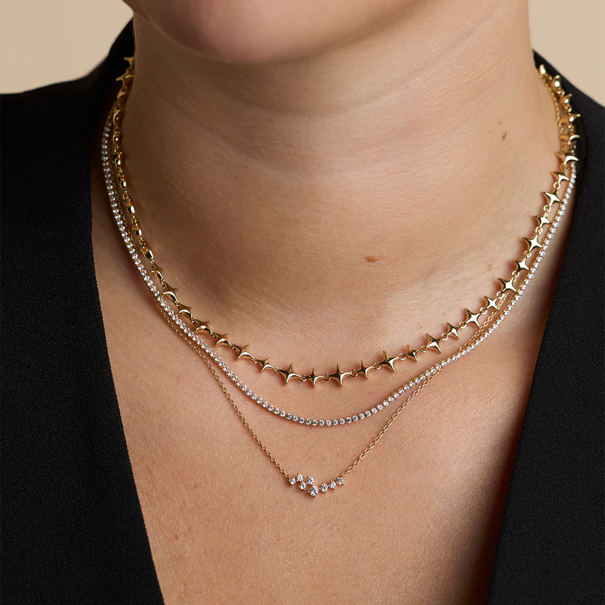 Cosmic Star Chain Necklace in Gold - Image 3