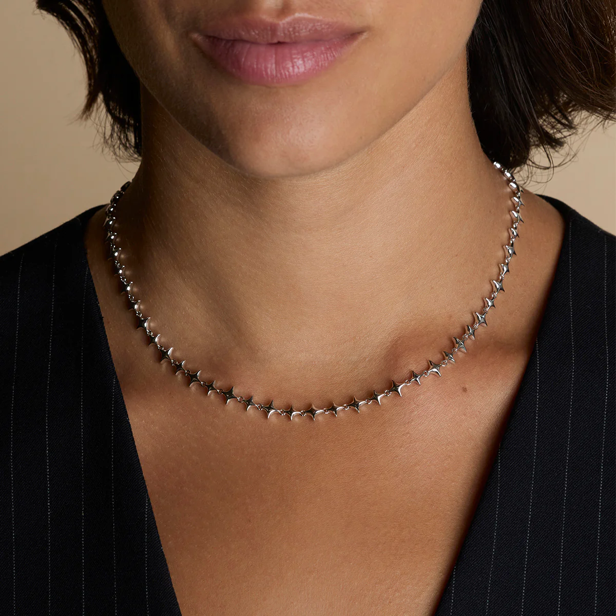 Cosmic Star Chain Necklace in Silver - Image 2
