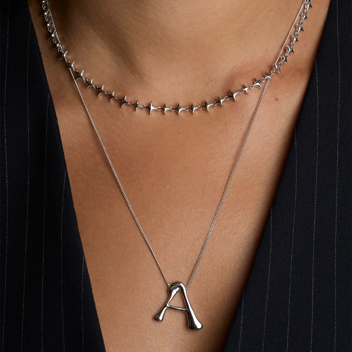 Cosmic Star Chain Necklace in Silver - Image 3