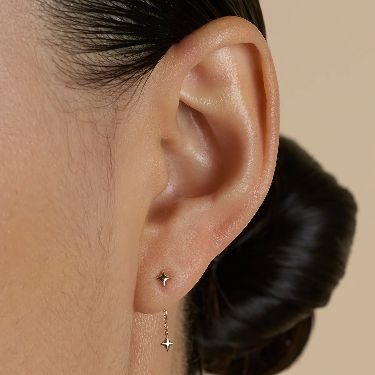 Cosmic Star Chain Studs in Solid Gold - Image 2