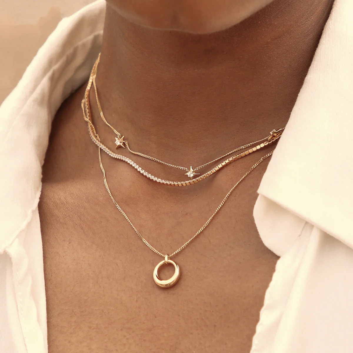 Cosmic Star Charm Necklace in Gold - Image 4