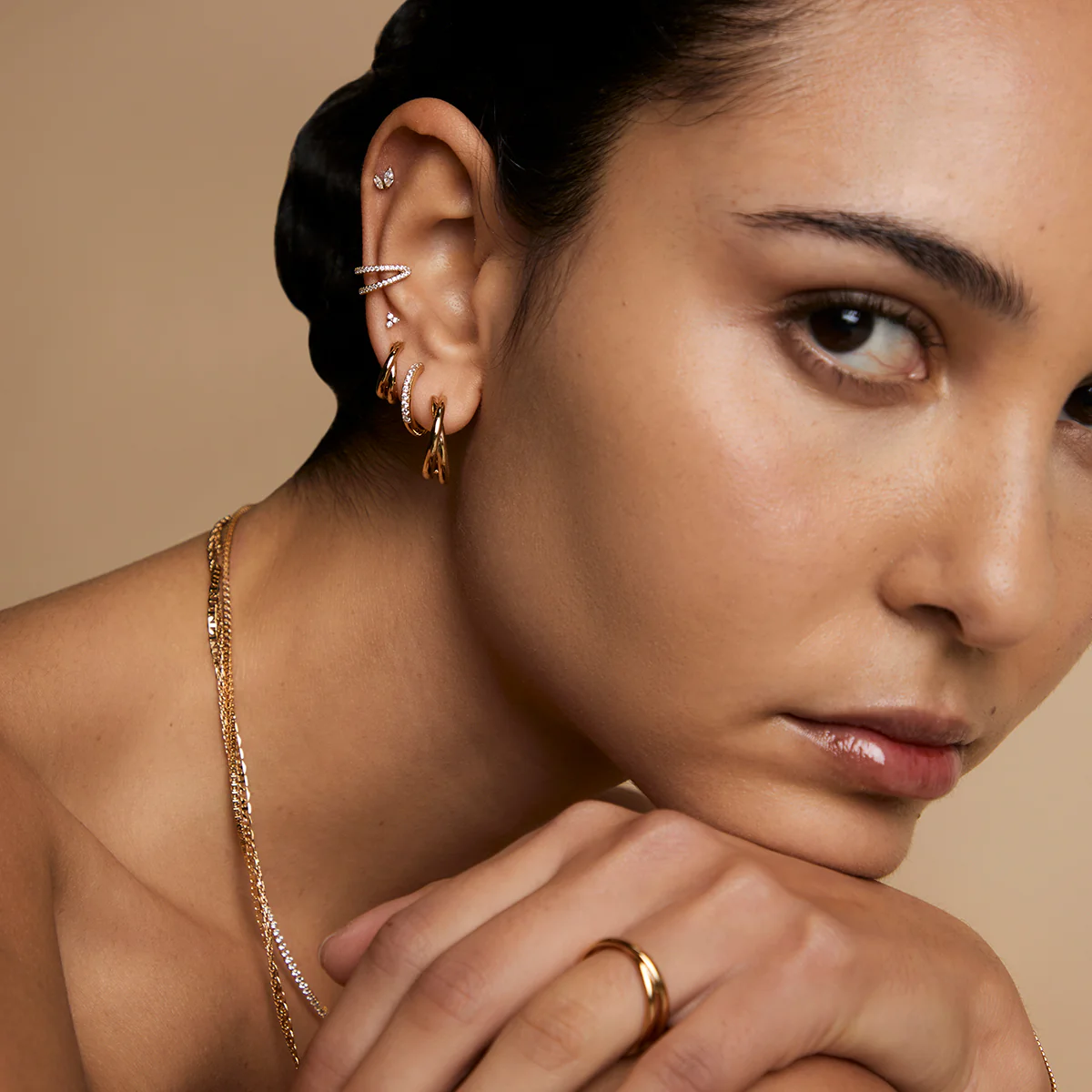 Crossover Illusion Hoops in Gold - Image 6