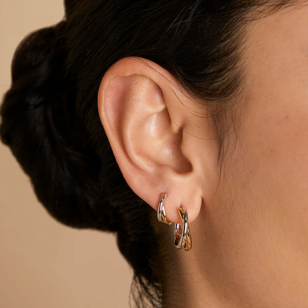 Crossover Illusion Hoops in Mixed Metal - Image 3