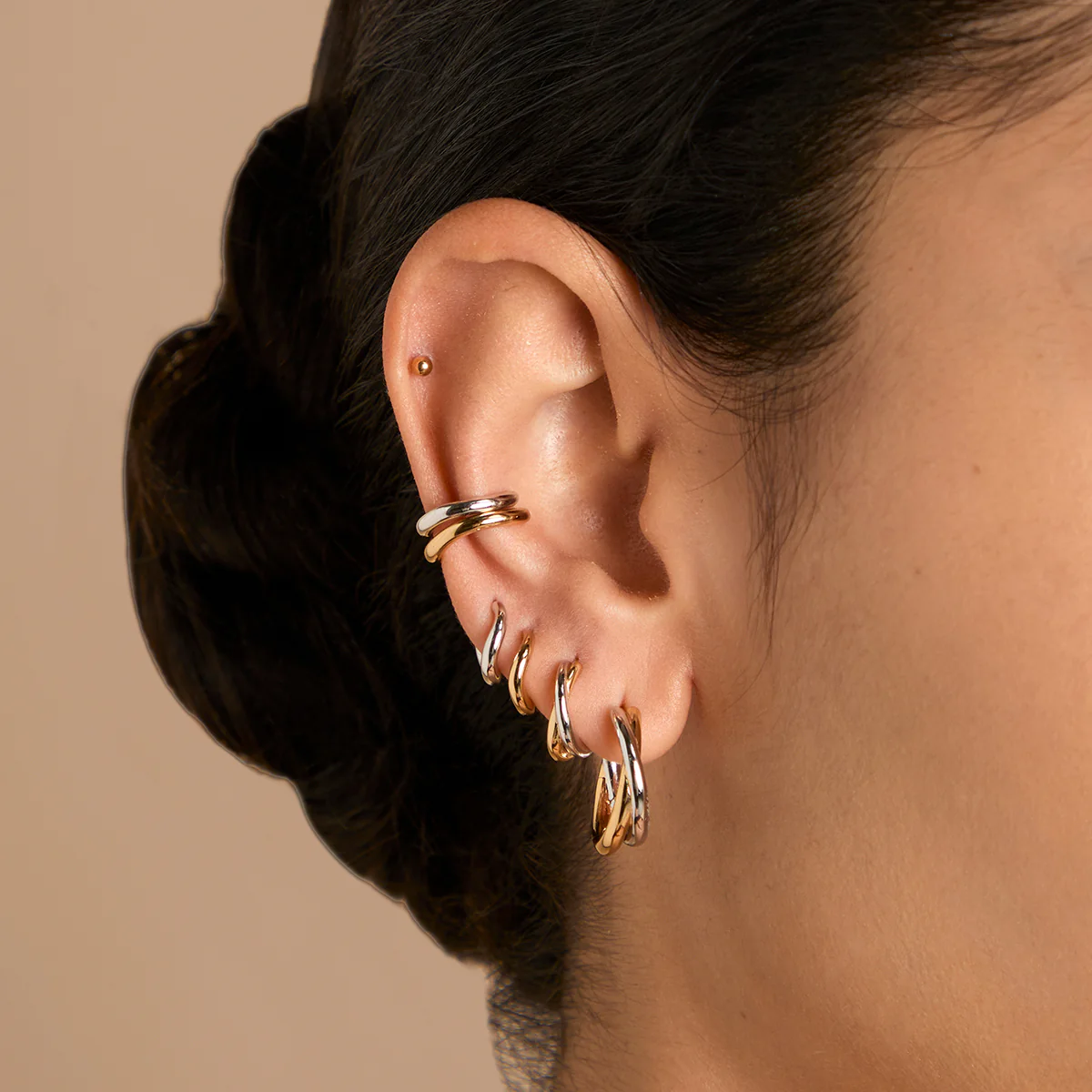 Crossover Illusion Hoops in Mixed Metal - Image 4