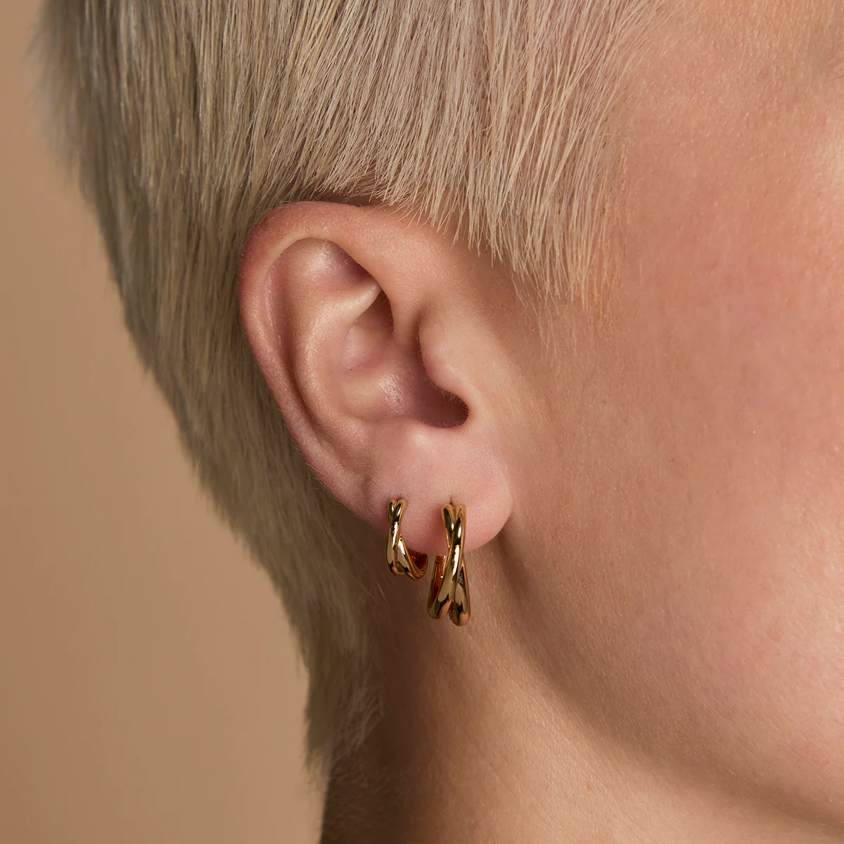 Crossover Illusion Hoops Stacking Set in Gold - Image 2