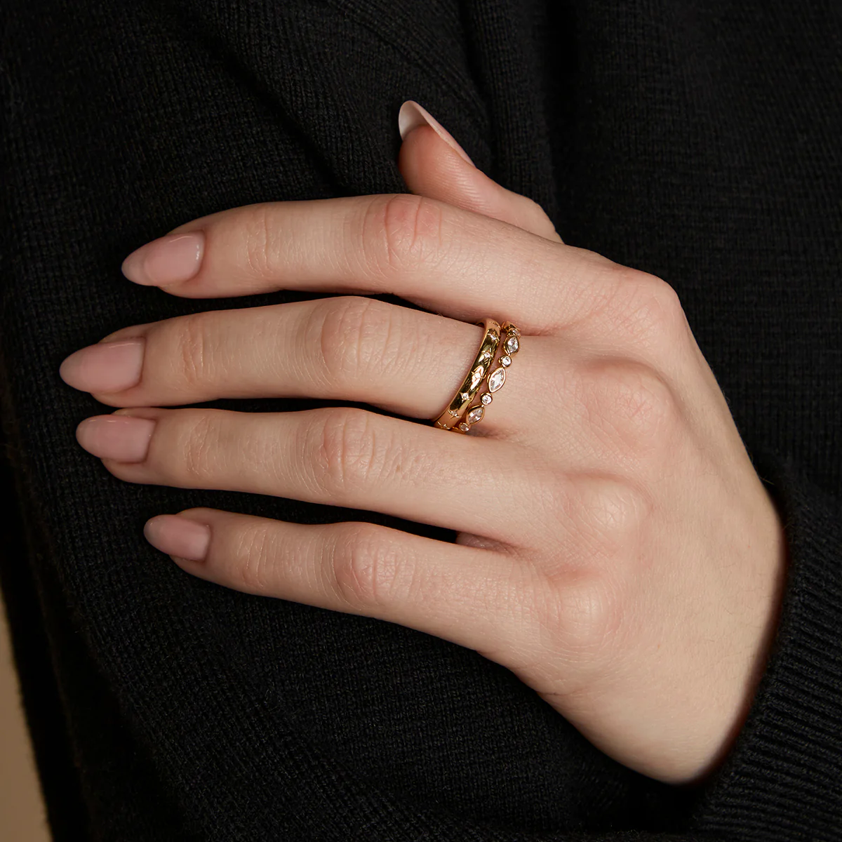 Crystal Band Ring Stacking Set in Gold - Image 2