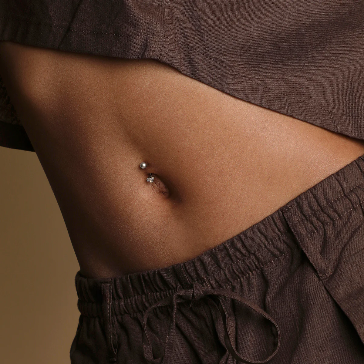 Crystal Cluster Titanium Belly Bar in Silver - Image 2