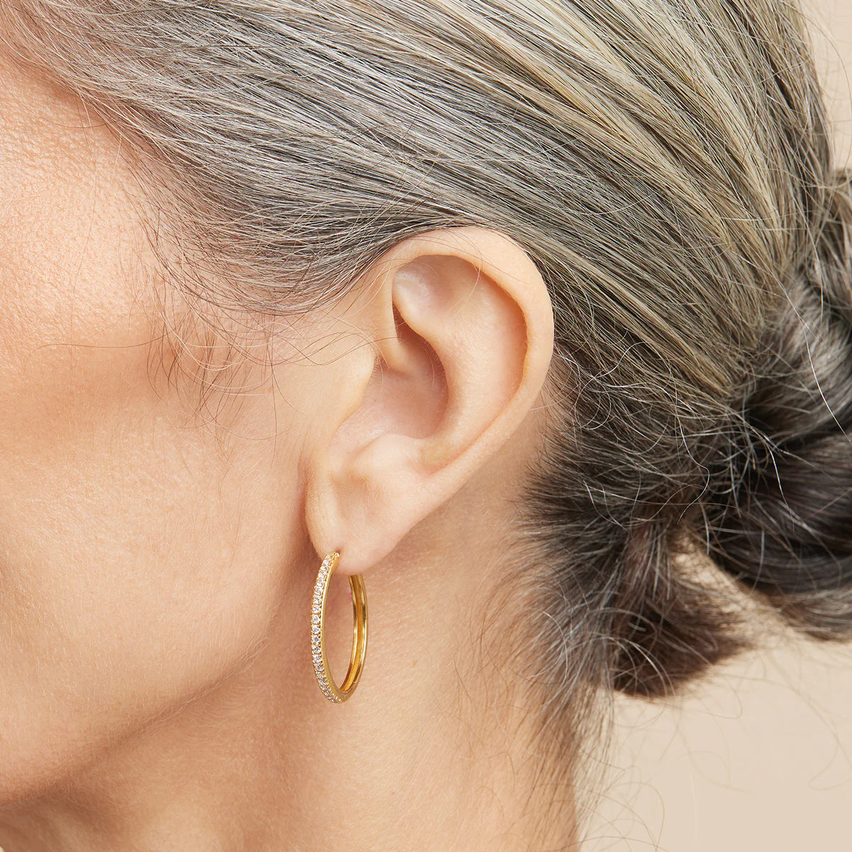 Essential Crystal Large Hoops in Gold - Image 2