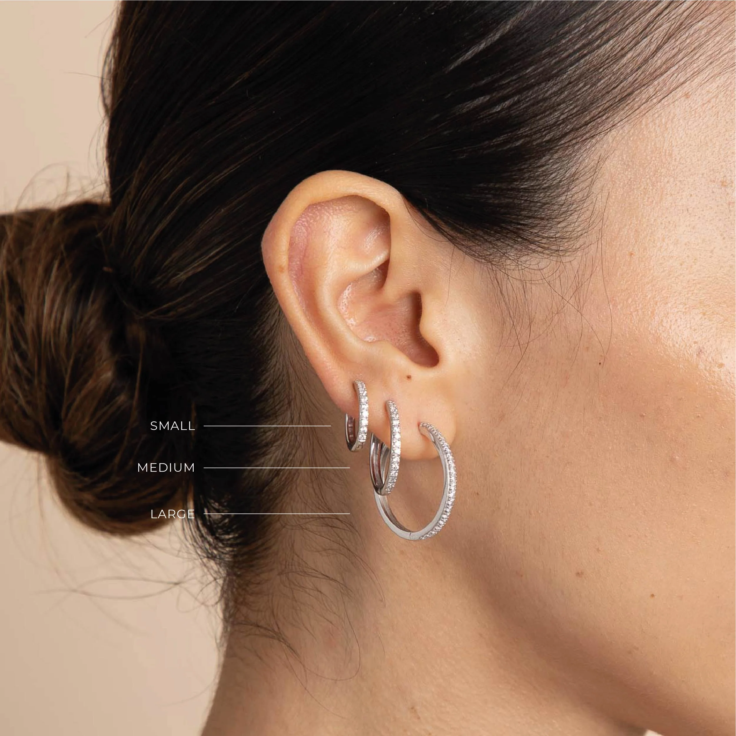 Essential Crystal Large Hoops in Silver - Image 3