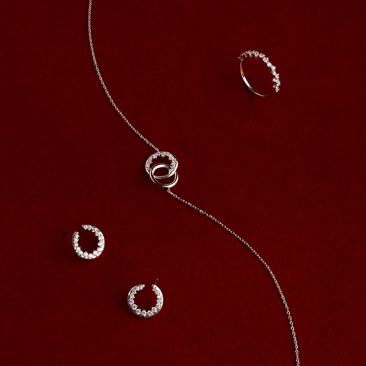 Crystal Scatter Band Ring in Silver - Image 4