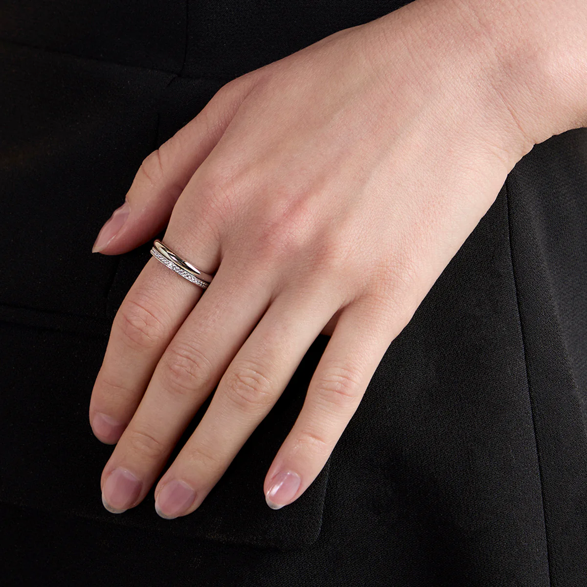 Crystal Stacking Ring in Silver - Image 3