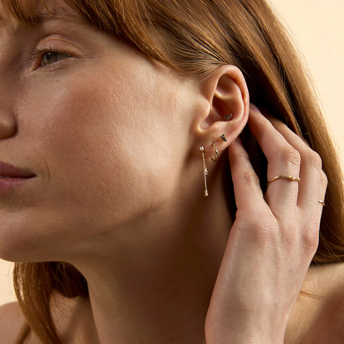 Diamond & Pearl Chain Studs in Solid Gold - Image 6