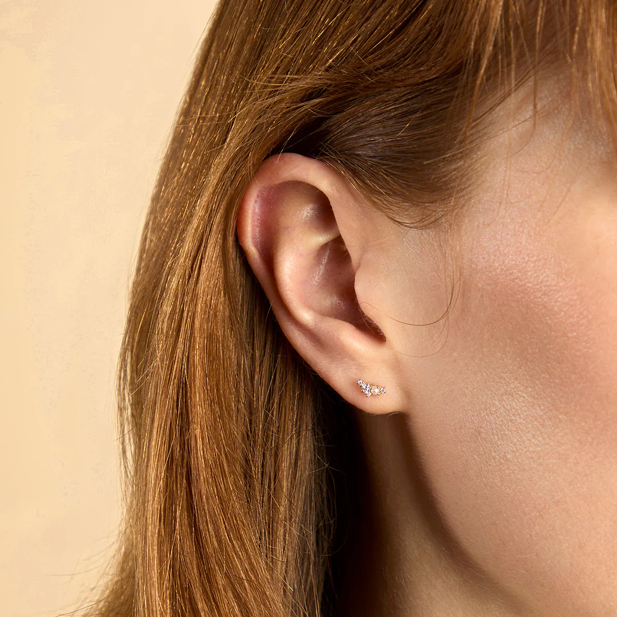 Diamond & Pearl Climber Studs in Solid White Gold - Image 2
