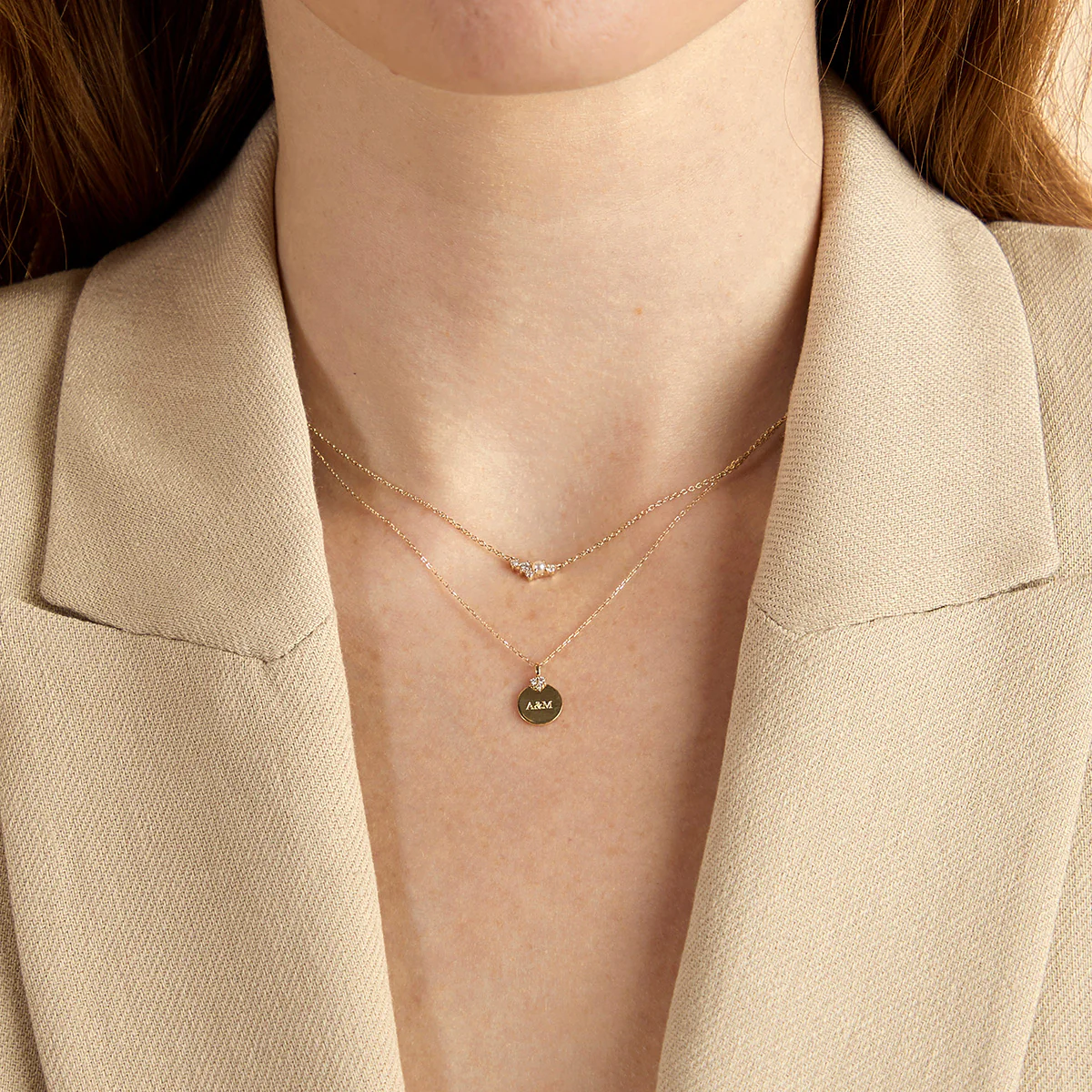 Diamond & Pearl Pendant Necklace in Solid Gold - Image 3