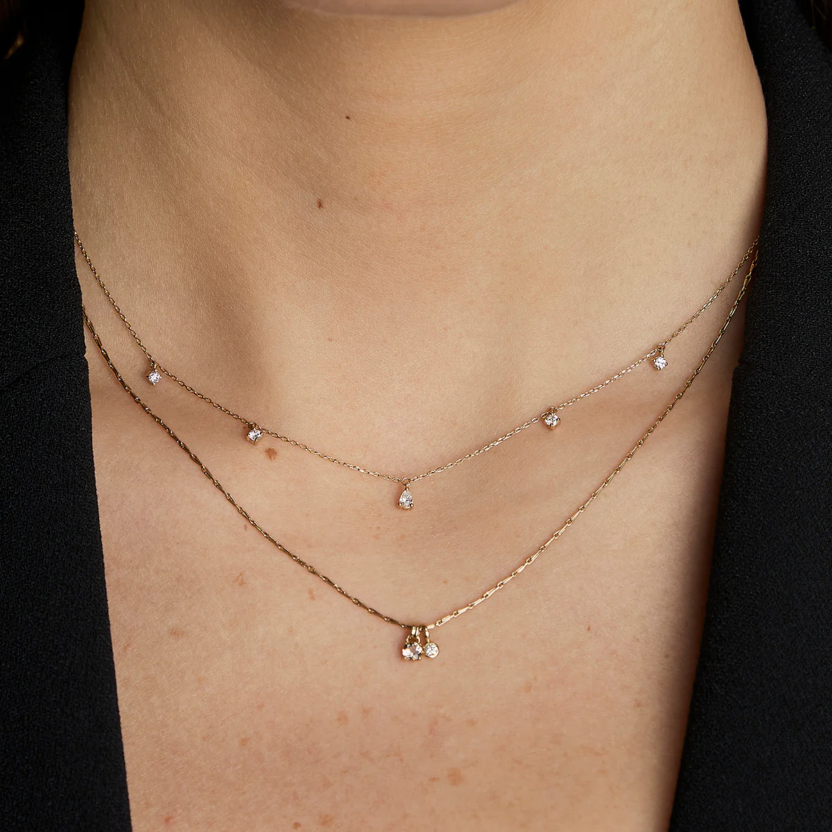 Diamond & Quartz Pendant Necklace in Solid Gold - Image 3