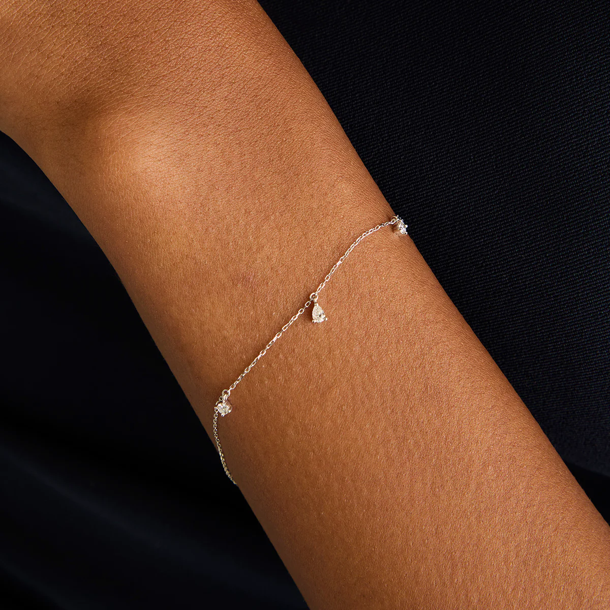 Diamond Charm Bracelet in Solid White Gold - Image 2