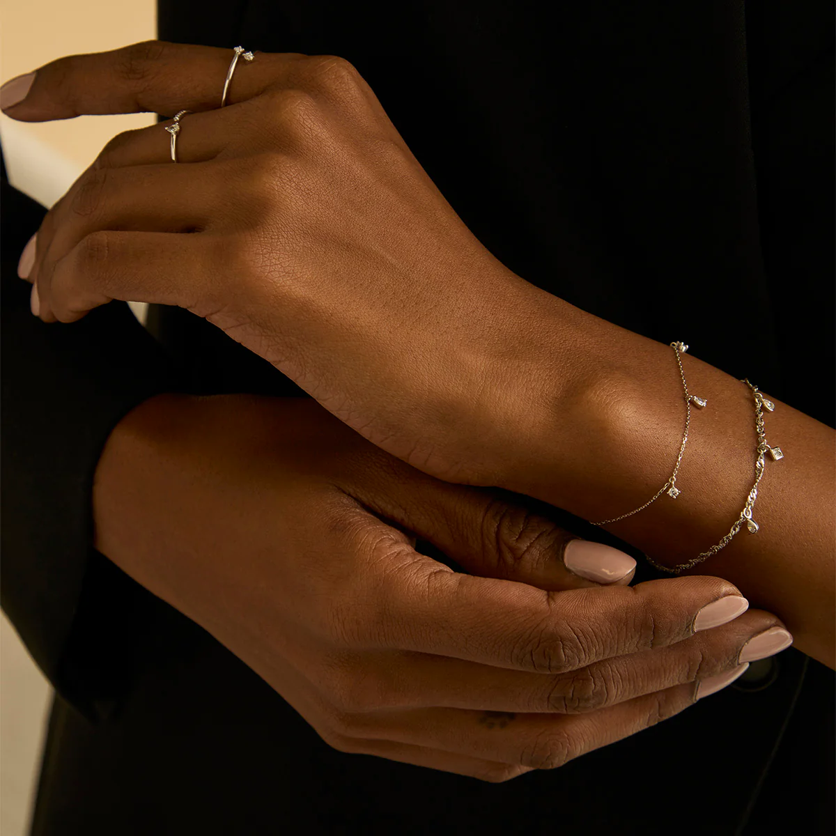 Diamond Charm Bracelet in Solid White Gold - Image 4