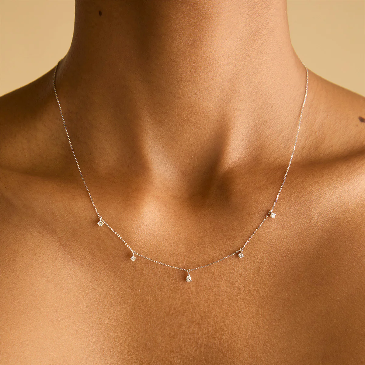 Diamond Charm Necklace in Solid White Gold - Image 2
