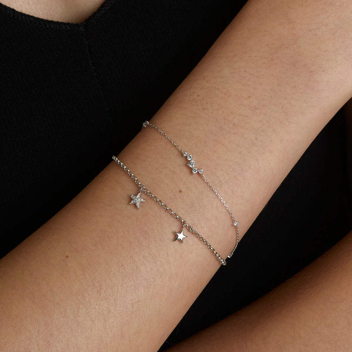 Diamond Cluster Bracelet in Solid White Gold - Image 3