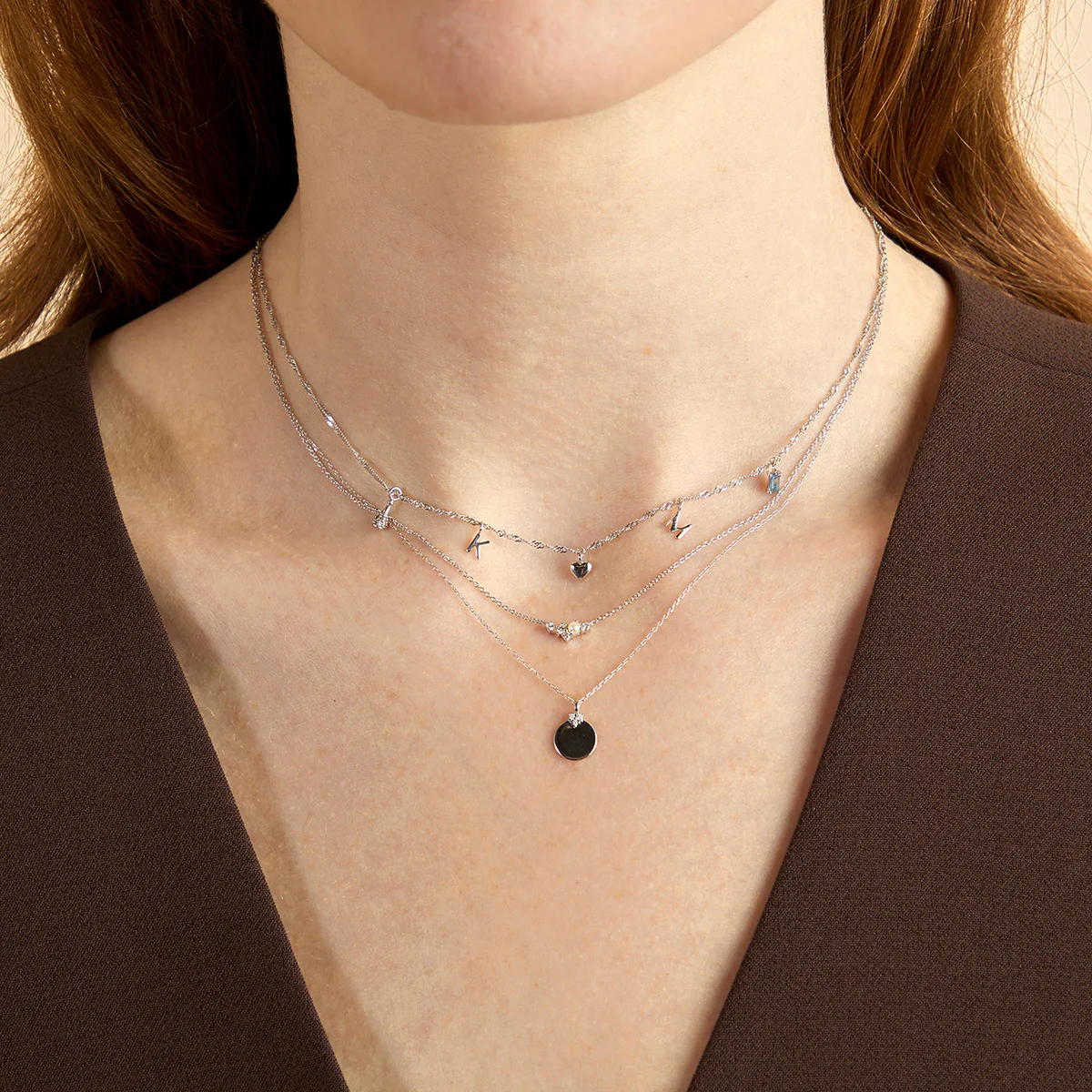 Diamond Coin Pendant Necklace in Solid White Gold - Image 3