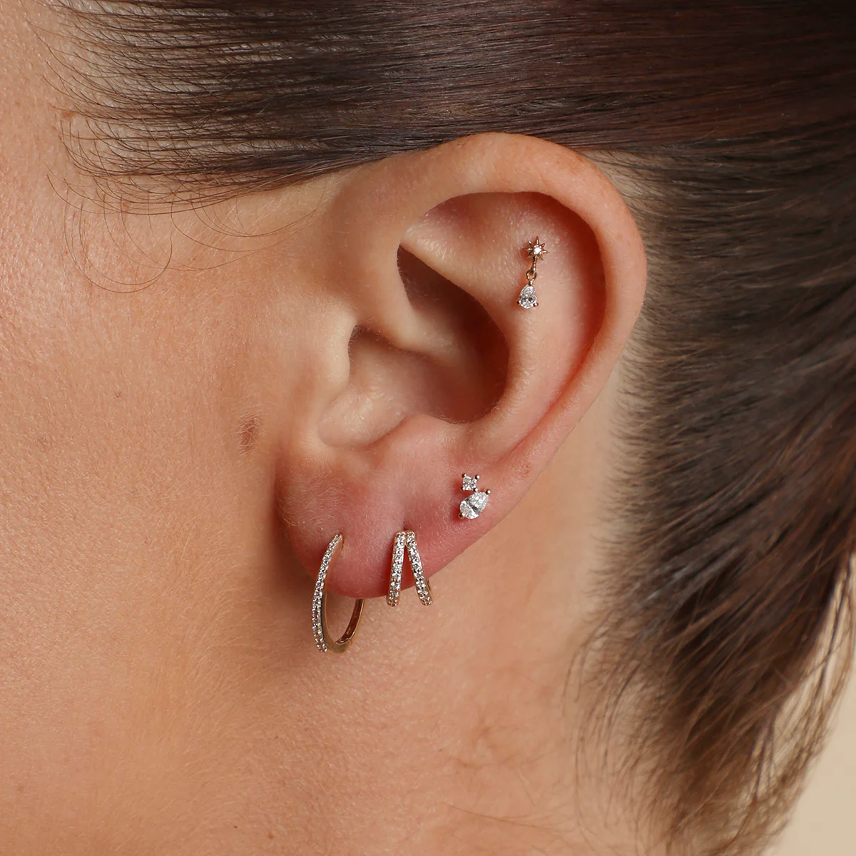 Diamond Cosmic Charm Piercing Stud in Solid Gold - Image 3