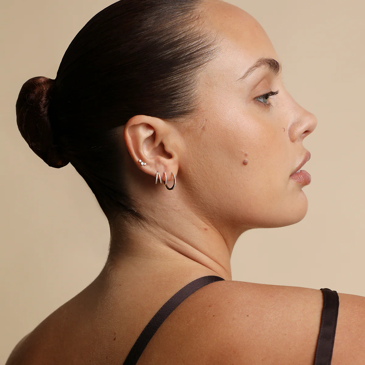 Diamond Curved Piercing Stud in Solid Gold - Image 5