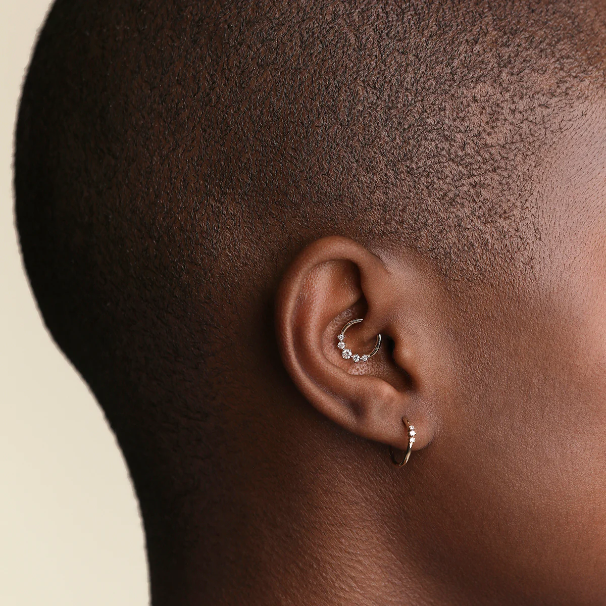 Diamond Daith Hoop in Solid Gold - Image 3
