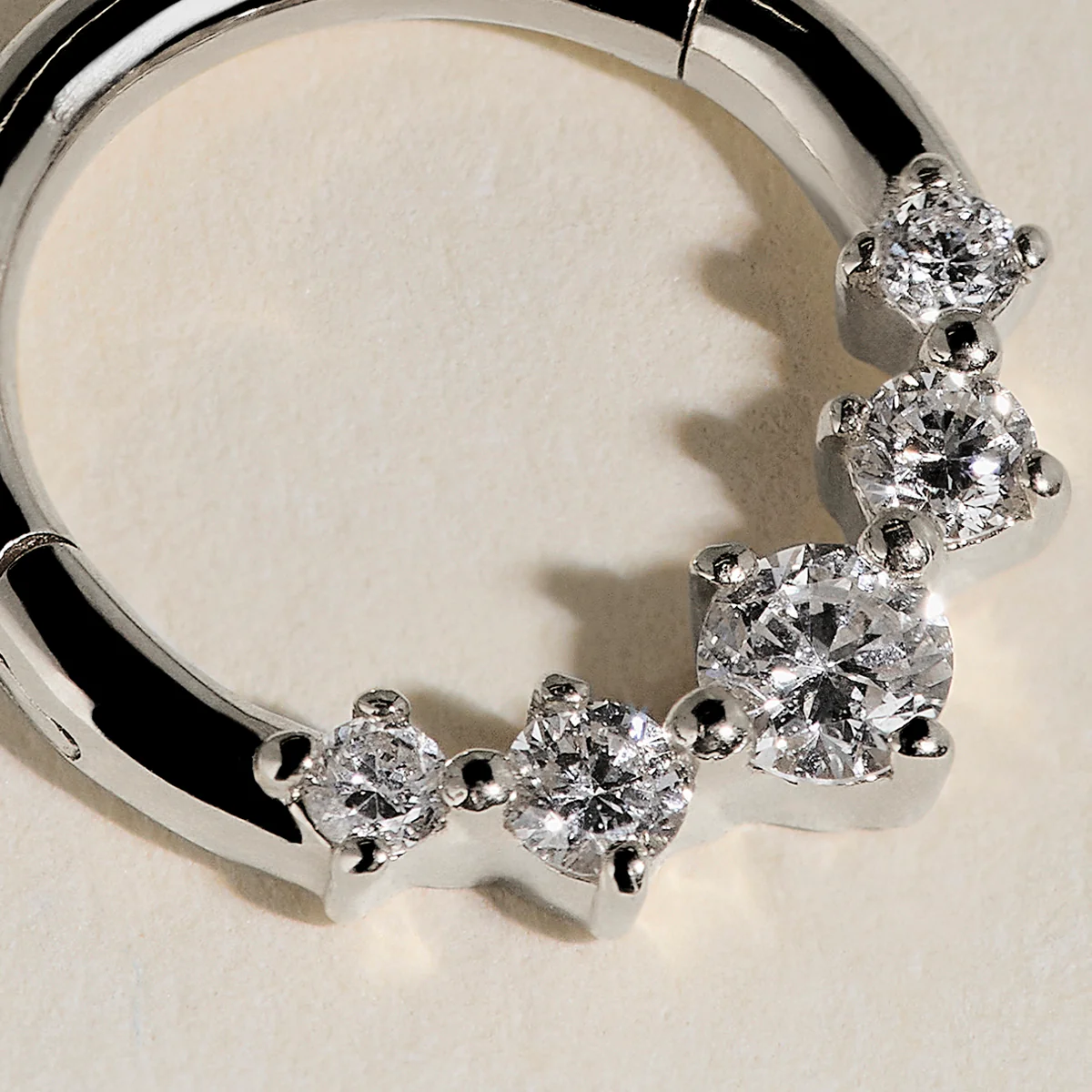 Diamond Daith Hoop in Solid White Gold - Image 4