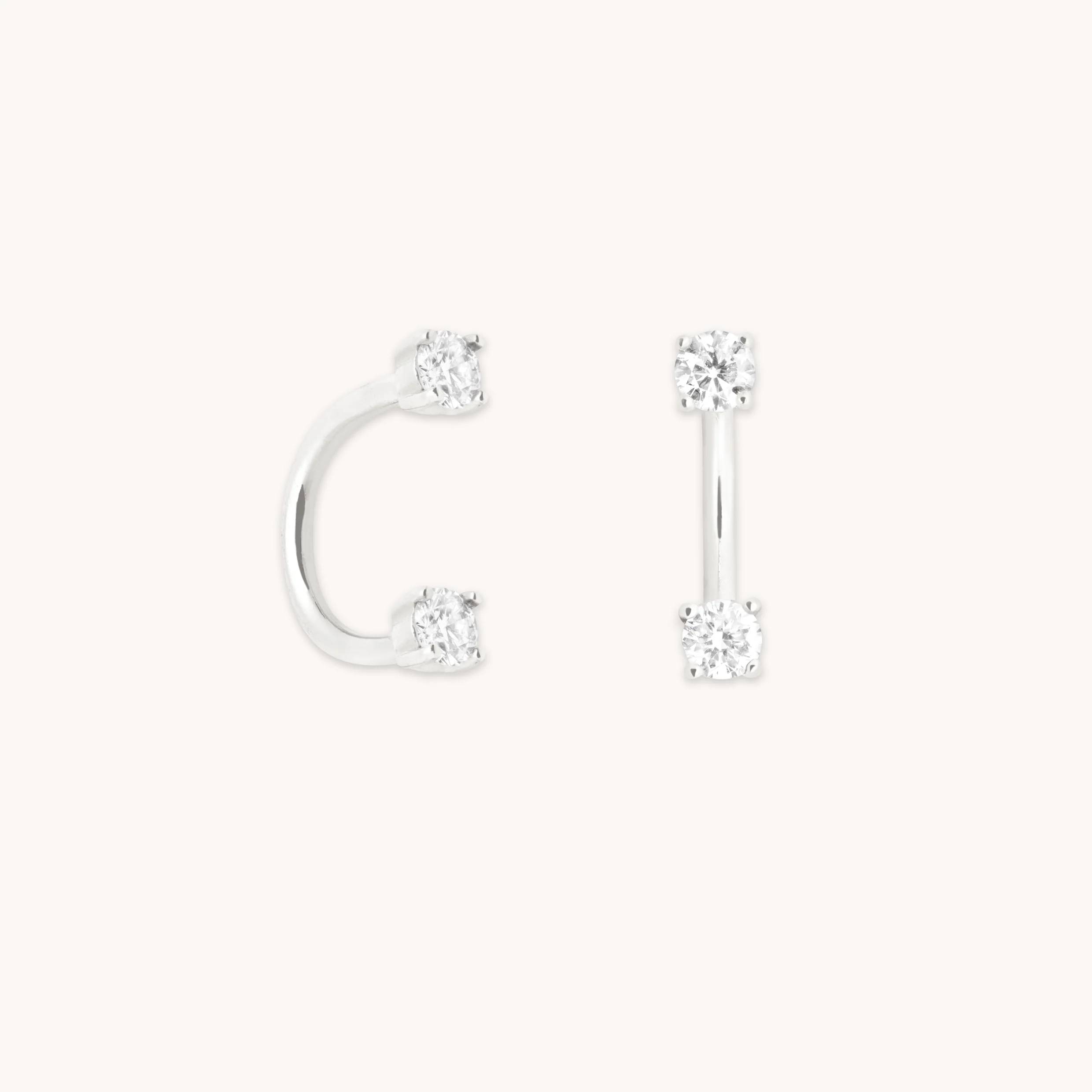 Diamond Ear Jacket in Solid White Gold