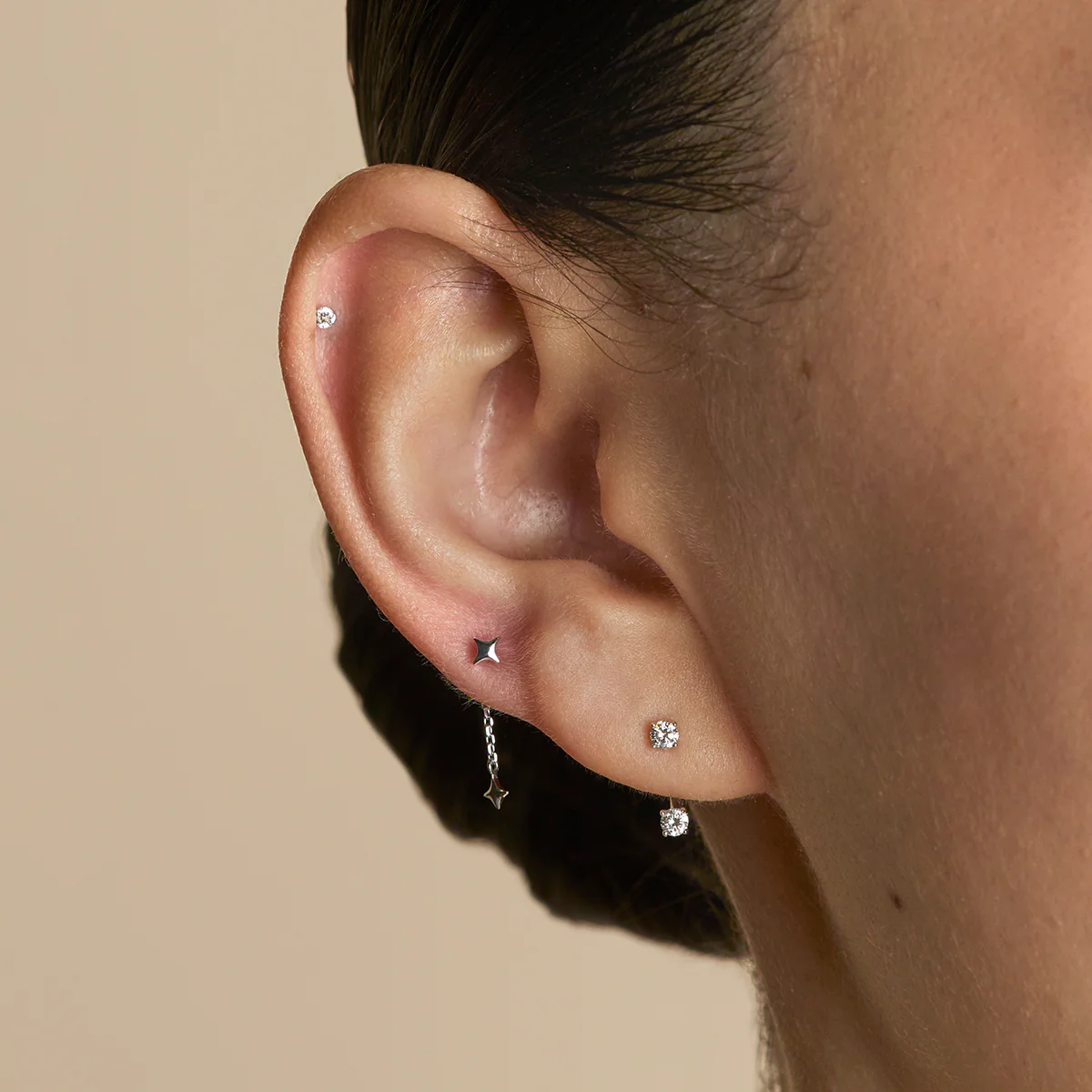 Diamond Ear Jacket in Solid White Gold - Image 3