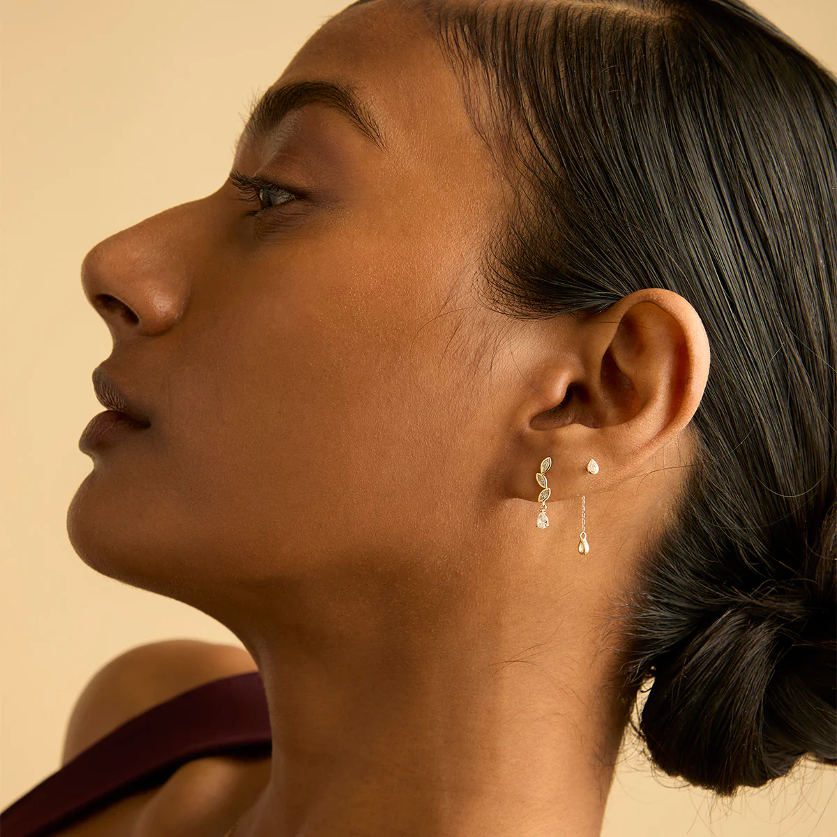 Diamond Marquise Drop Studs in Solid Gold - Image 6