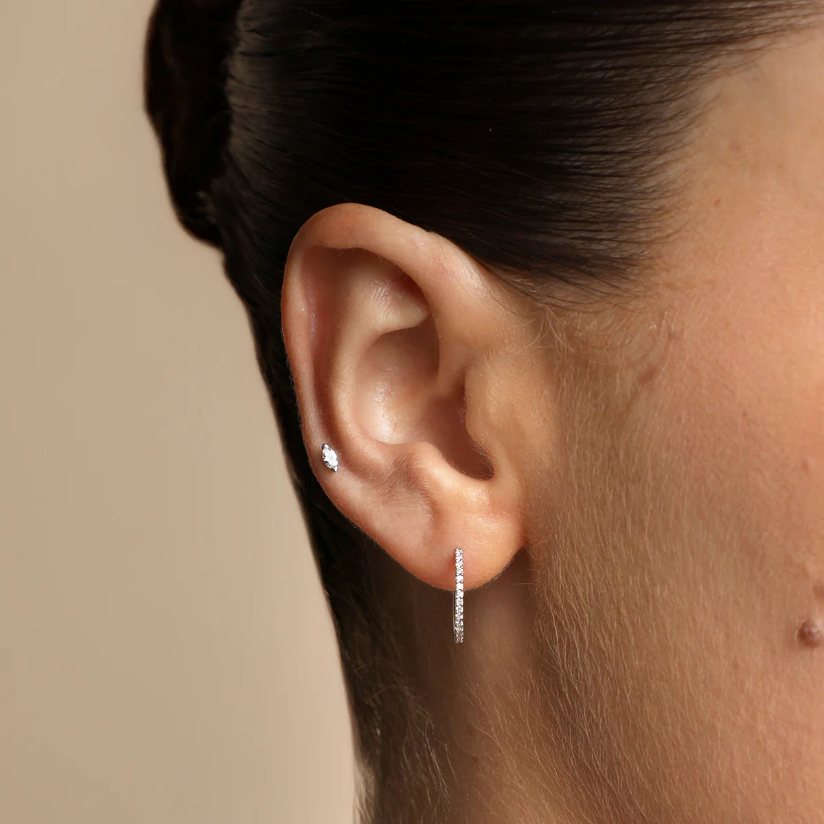 Diamond Marquise Piercing Stud in Solid White Gold - Image 3