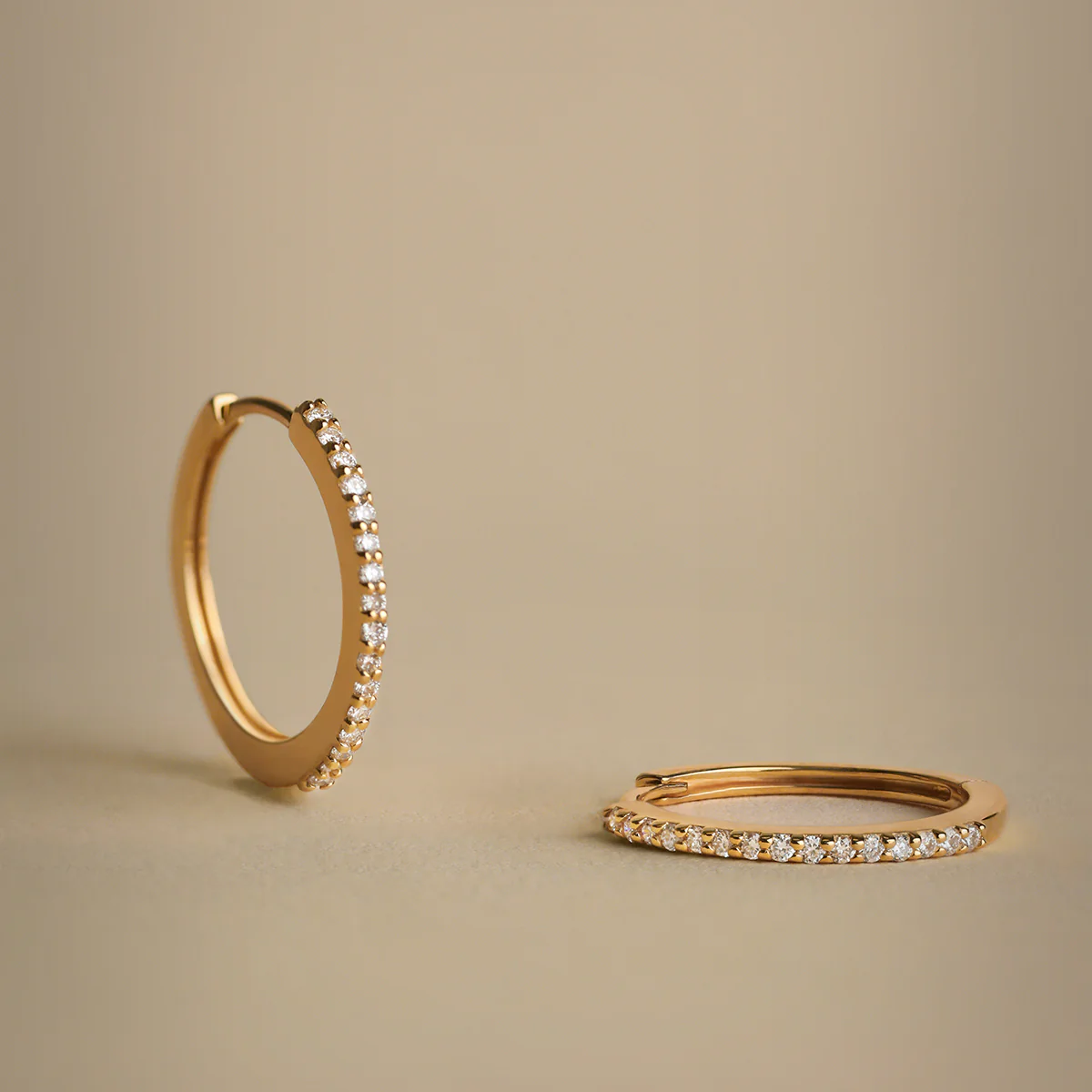 Diamond Pavé Hoops in Solid Gold - Image 4