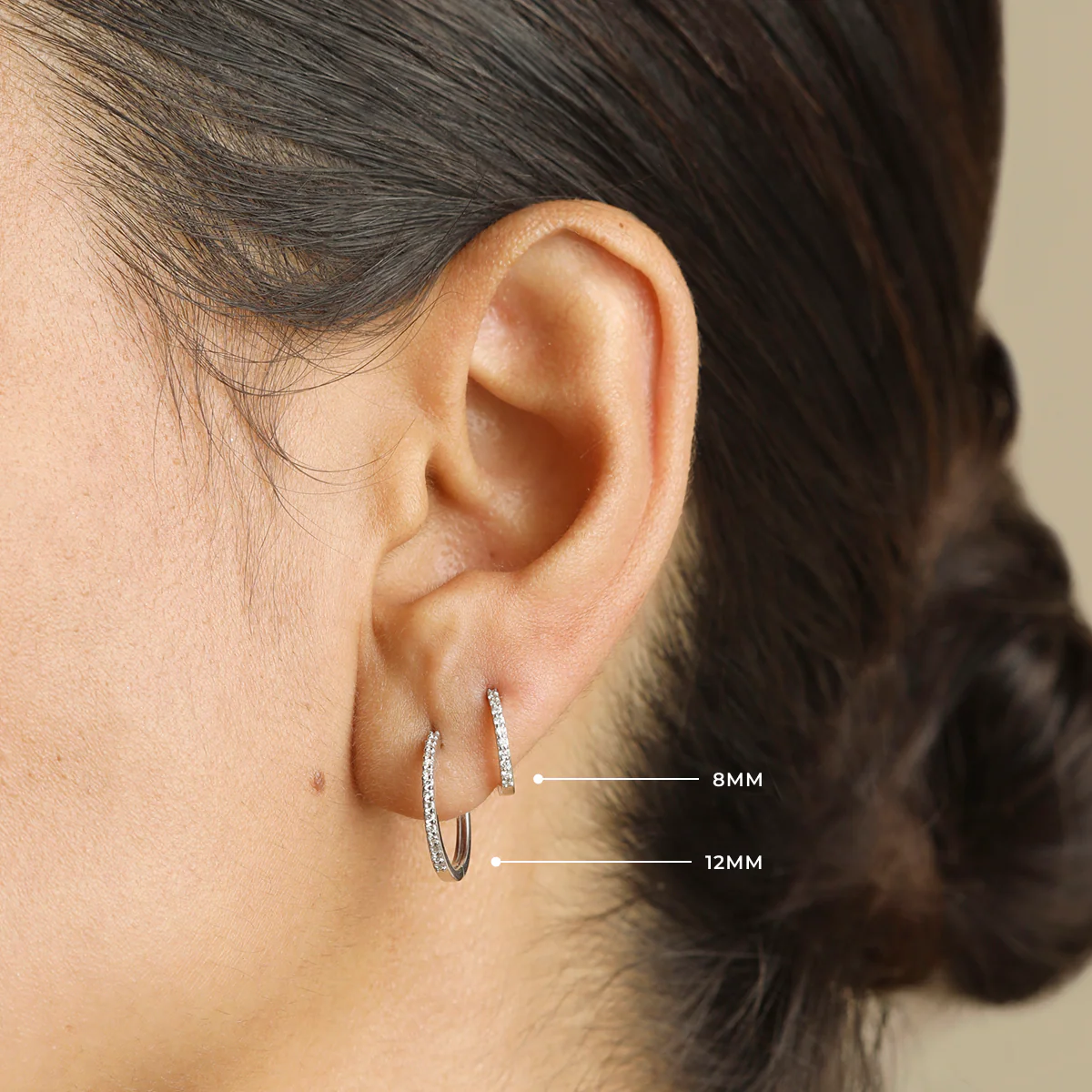 Diamond Pavé Hoops in Solid White Gold - Image 2