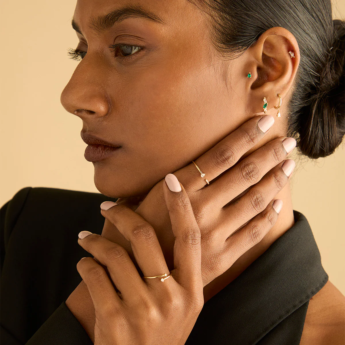 Diamond Pear Open Ring in Solid Gold - Image 3