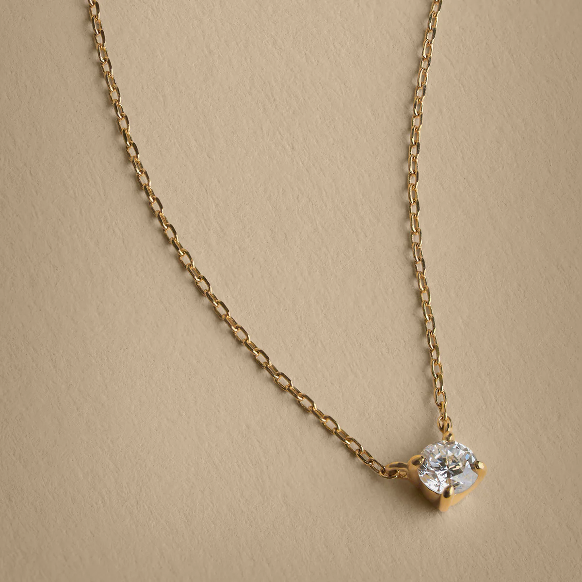Diamond Solitaire Pendant Necklace in Solid Gold - Image 4