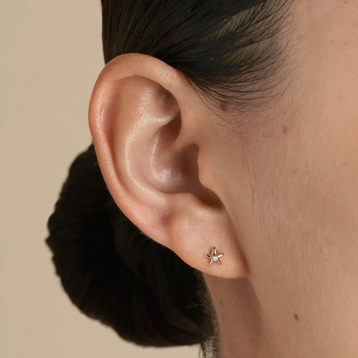 Diamond Star Piercing Stud in Solid Gold - Image 2