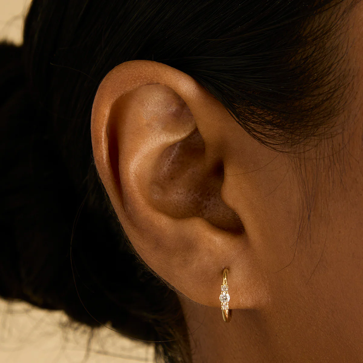 Diamond Trilogy Hoops in Solid Gold - Image 2