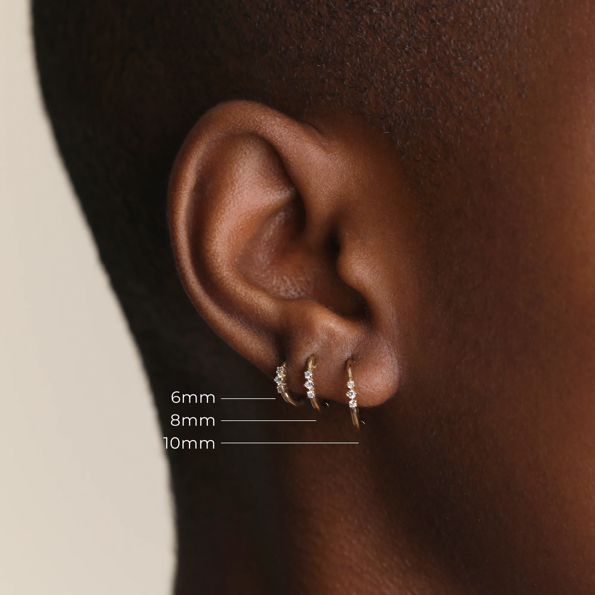 Diamond Triology Seamless Piercing Hoop in Solid Gold - Image 3