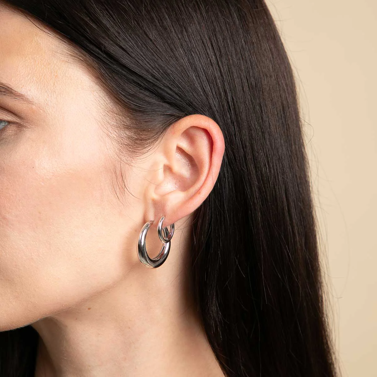Dome Hoops in Silver - Image 3