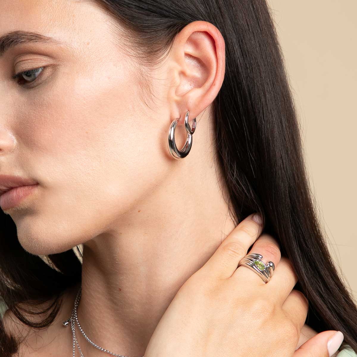 Dome Hoops in Silver - Image 4