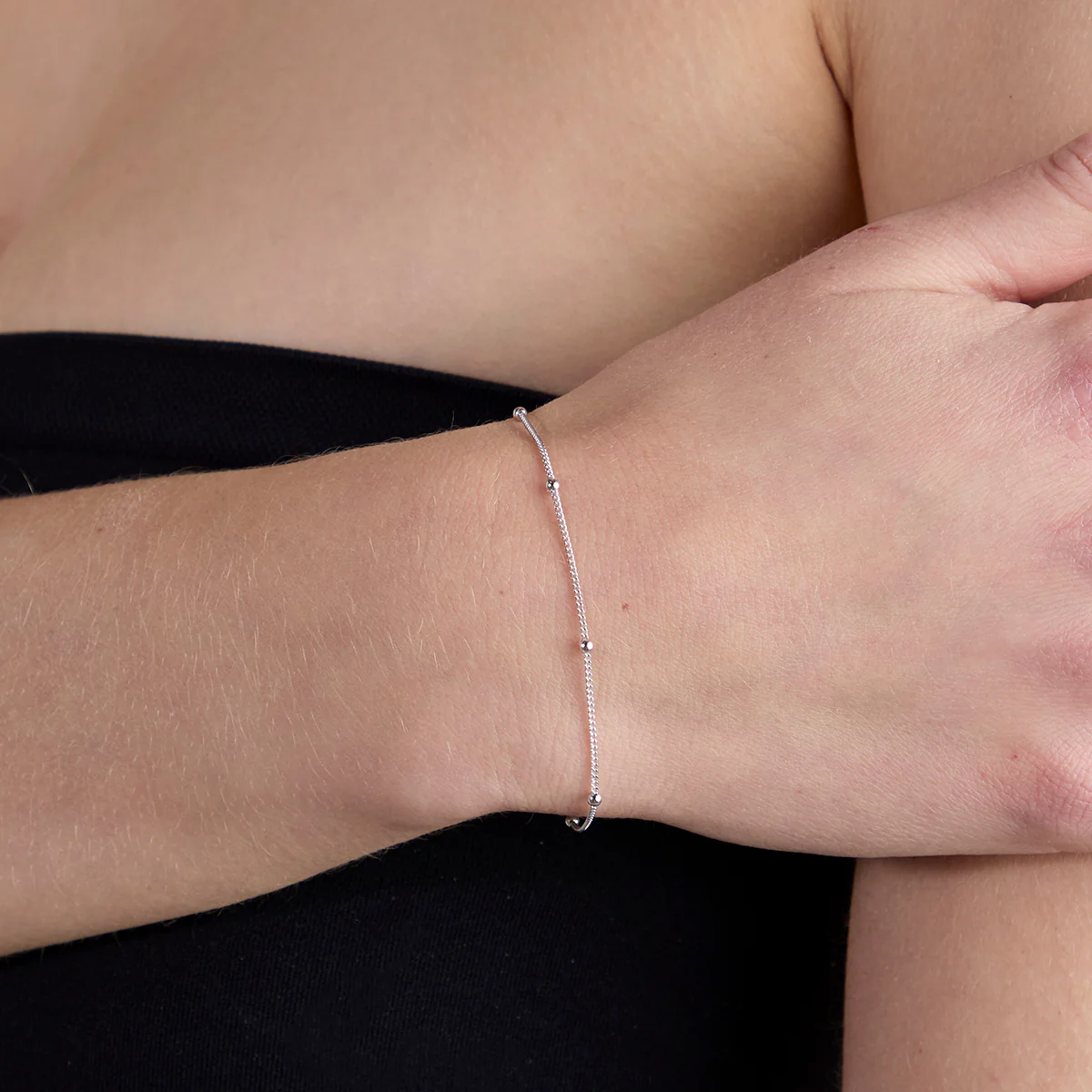 Essential Beaded Chain Bracelet in Silver - Image 2