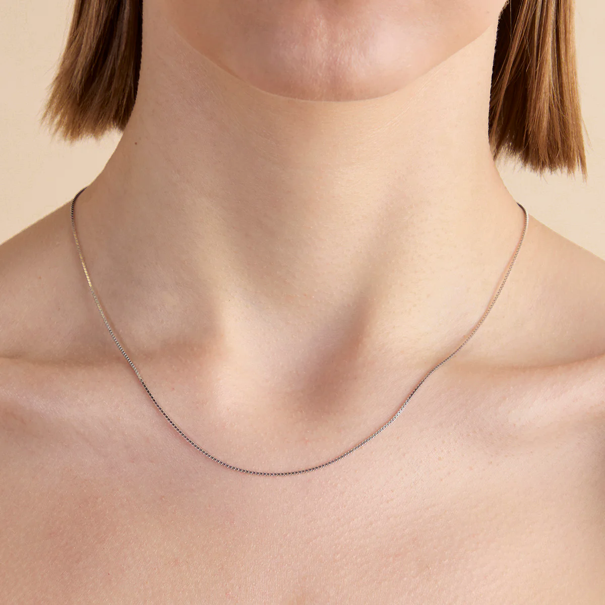 Essential Box Chain Necklace in Silver - Image 2
