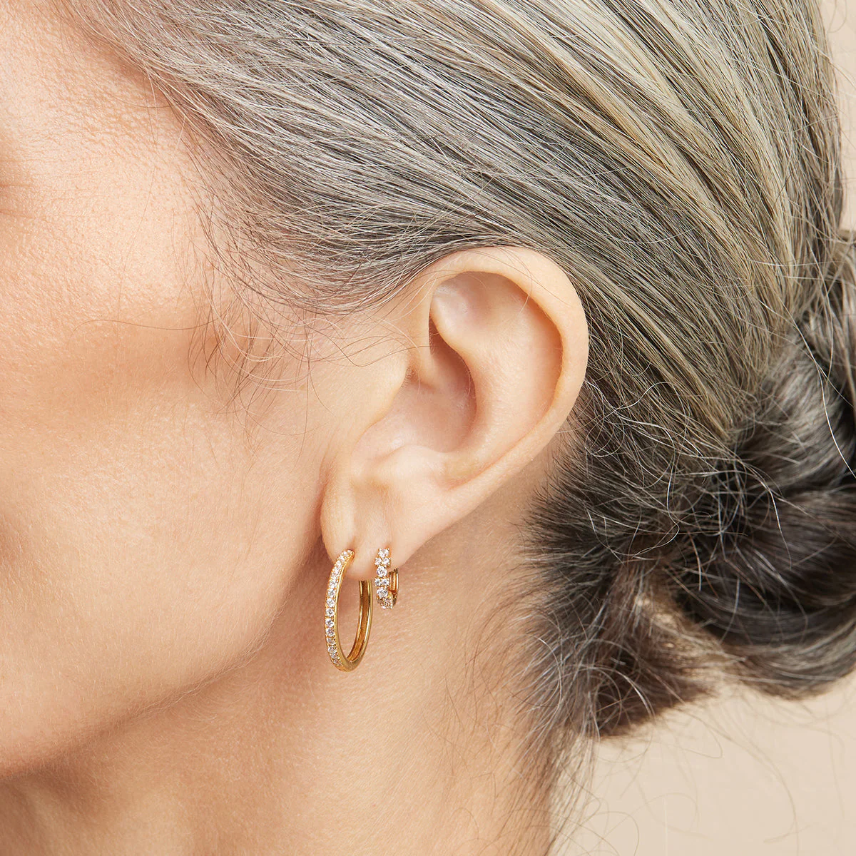 Essential Crystal Medium Hoops in Gold - Image 2