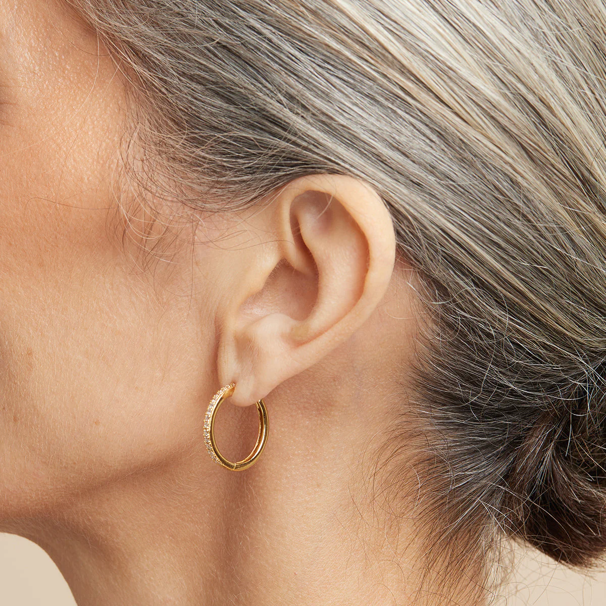 Essential Crystal Medium Hoops in Gold - Image 3