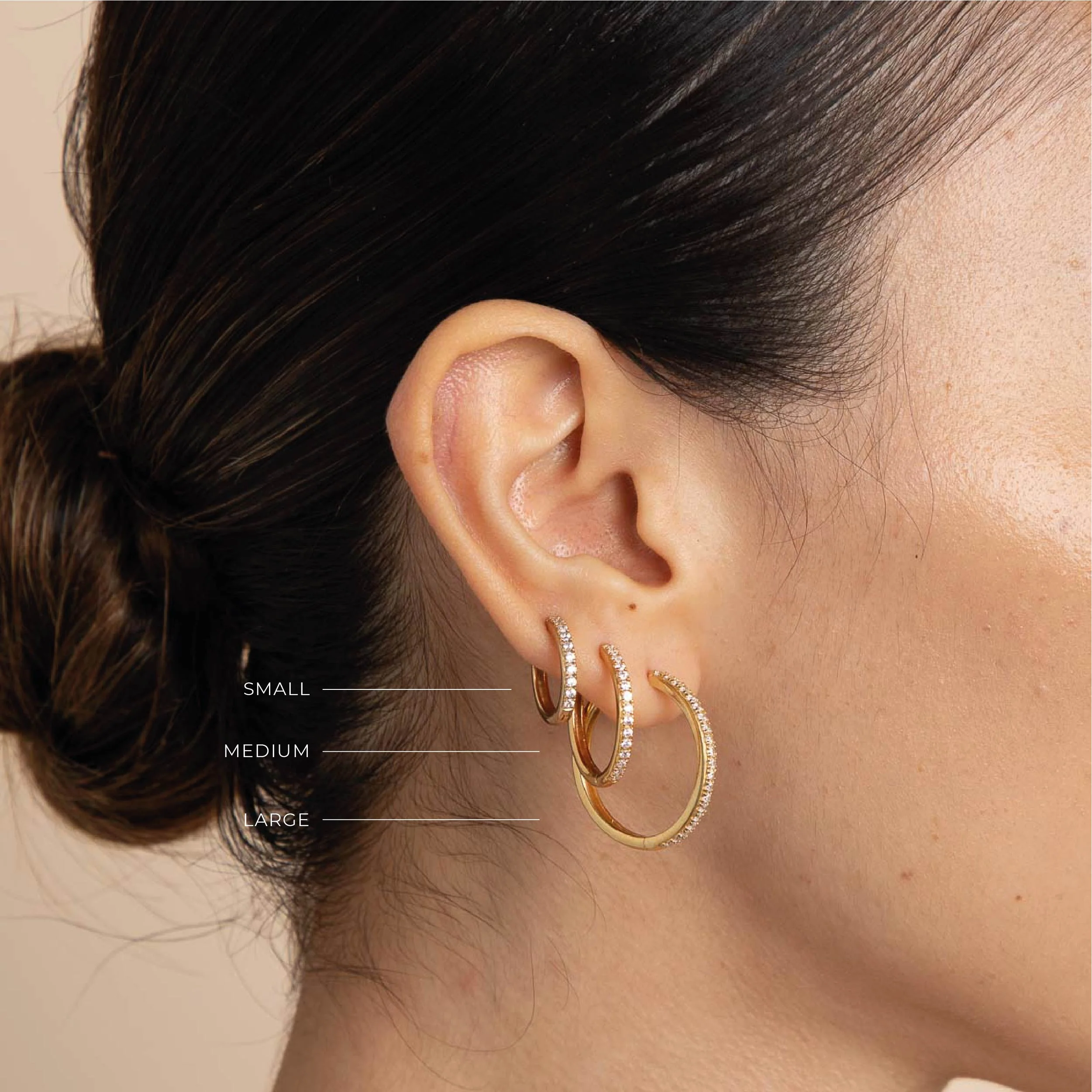 Essential Crystal Medium Hoops in Gold - Image 4