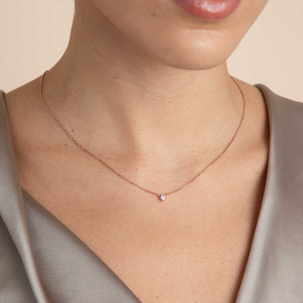 Essential Crystal Pendant Necklace in Rose Gold - Image 2