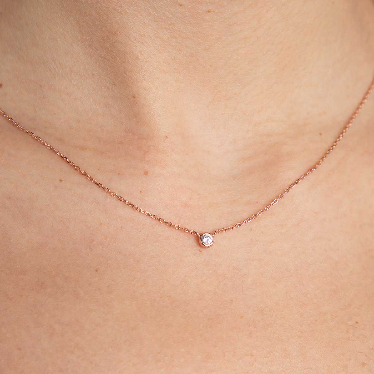 Essential Crystal Pendant Necklace in Rose Gold - Image 4