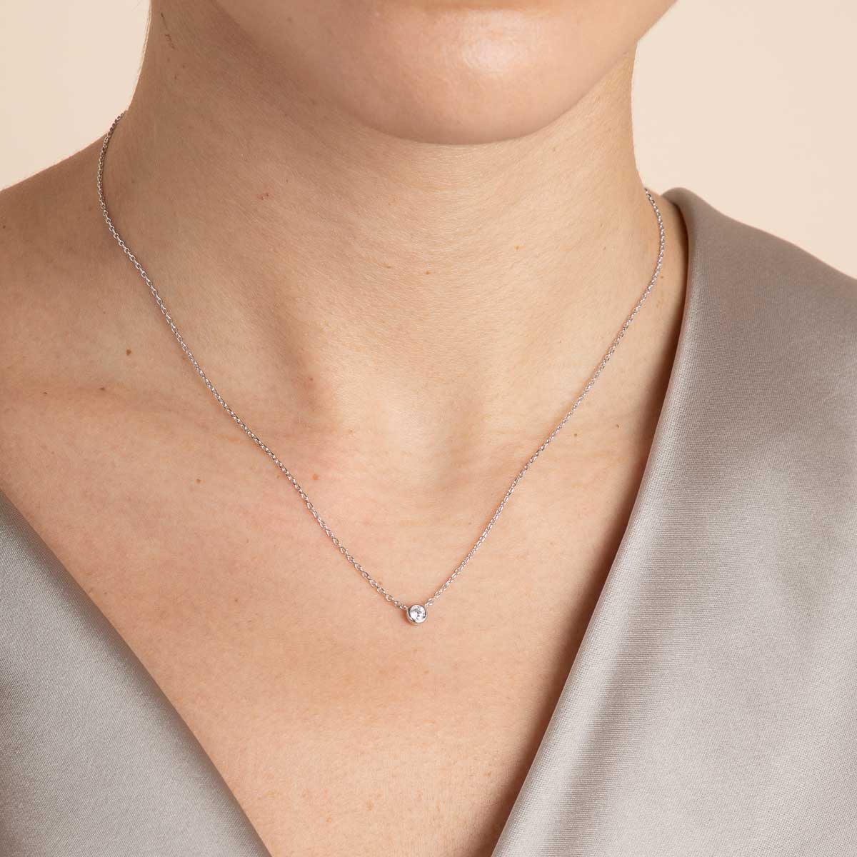 Essential Crystal Pendant Necklace in Silver - Image 2